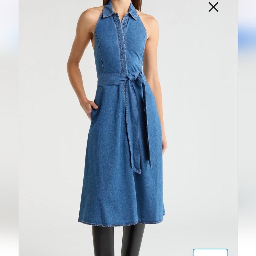 Alice + Olivia Chassidy Chambray Halter Dress